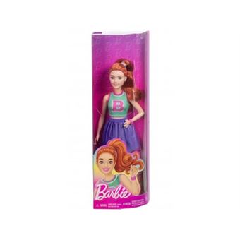 Coffret barbie poupée mannequin rousse avec top et jupe mauve - set ...