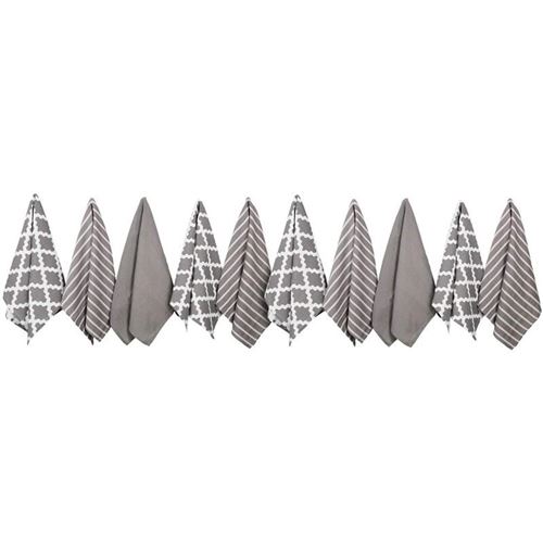 Penguin Home® 100% Torchon en Pur Coton 10-Pièce Set, Gris