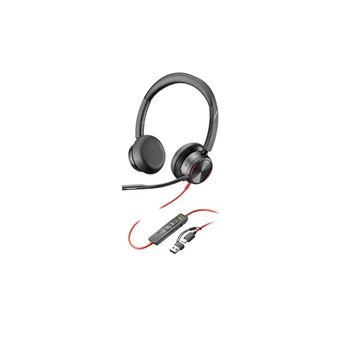 HP Poly Blackwire 8225 - Blackwire 8200 series - headset - op oor - met bekabeling - actieve geluidsdemping - USB-C - zwart - Zoom-gecertificeerd, UC-gecertificeerd - 1