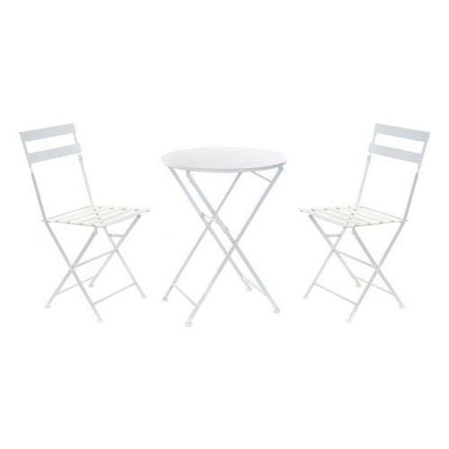 Ensemble Table avec 2 Chaises DKD Home Decor Blanc Métal 80 cm 60 x 60 x 70 cm 3 pcs