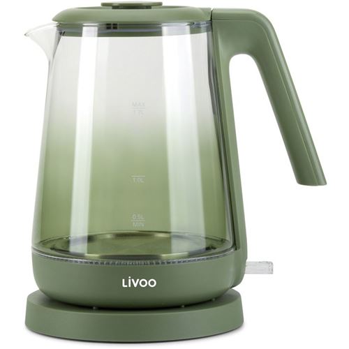 Non Communiqué Vert Et Transparent (Verre) Bouilloire Électrique En Verre Livoo Dod216v 1,7 L 2200 W Rétro-Éclairage