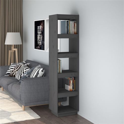 vidaXL Bibliothèque/Séparateur de pièce Gris 40x35x167 cm Pin solide