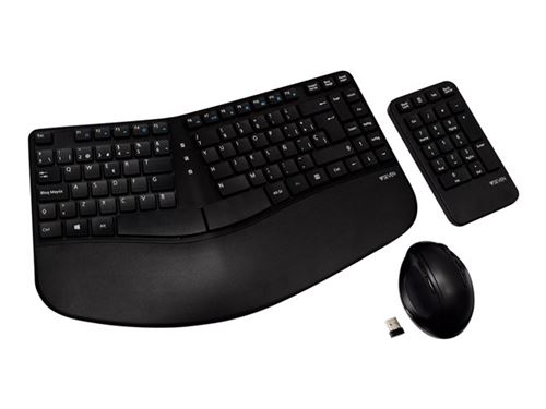 V7 CKW400ES - Toetsenbord, muis en numeriek toetsenbord set - draadloos - 2.4 GHz - Spaans - zwart