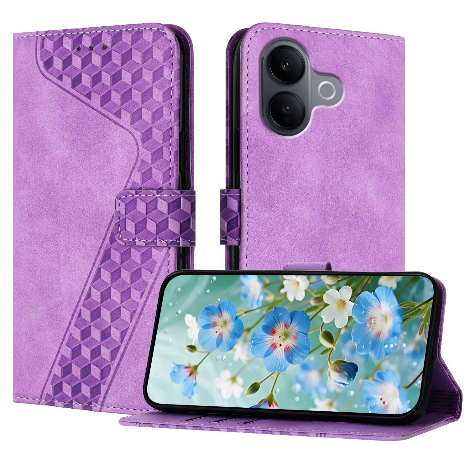 Étui Rabat Cuir Pour Doro Aurora A30 - Fenêtre Transparente, Fermeture Magnétique, Porte-cartes, Violet