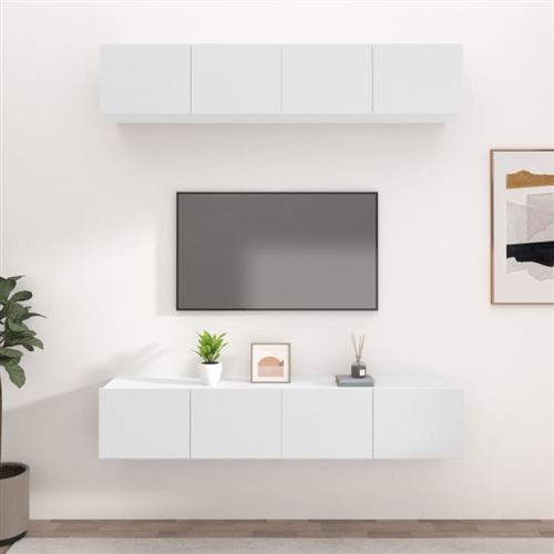 Meubles TV 4 pcs blanc 80x30x30 cm bois d ingénierie