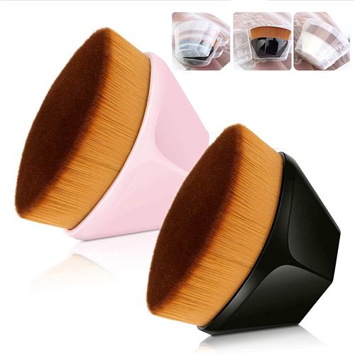 CHENYAO(HZ0010) Pinceaux fond de Teint Liquide Brosse sans Défaut Fonctionnement Simple Brosses de Maquillage sans Couture (Noir + Rose)