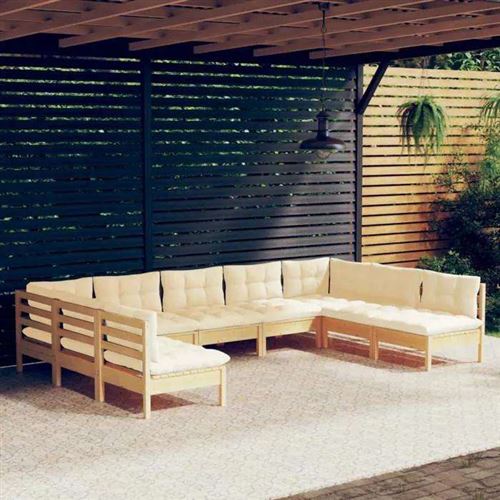 Non Communiqué Beige Salon De Jardin Modulable Vidaxl Bois 2 Pieces 9 Personnes