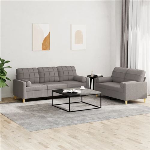 Non Communiqué Taupe Vidaxl Ensemble De Canapés 2 Pcs Avec Coussins Tissu3201329