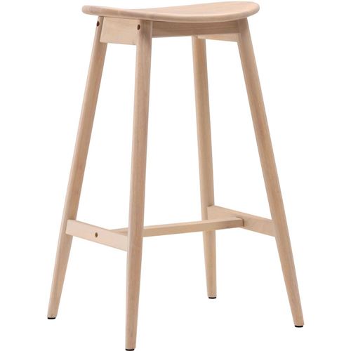 VIND COLLECTION Orust Barhocker mit Fußstütze, weiß gekalktes Gummibaumholz, Natur