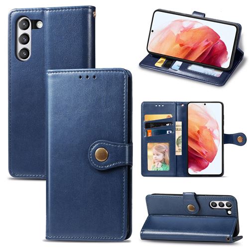 MPFRANCE Housse pour Samsung Galaxy S21 FE 5G Bleu [Porte Carte, etui portefeuille, boucle]