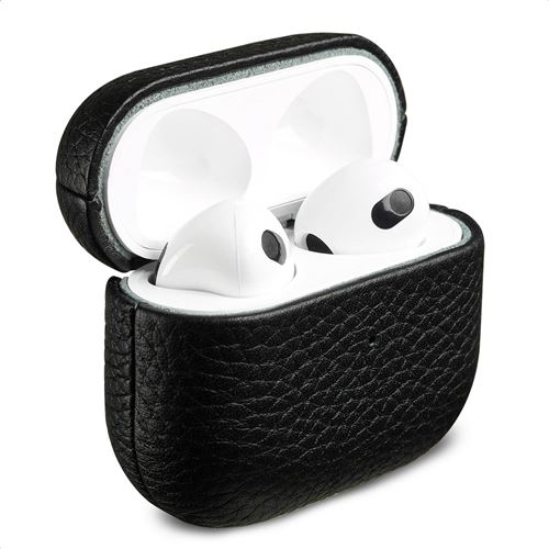 Accezz Echt Leren Case voor de  Apple Airpods 3 - Zwart