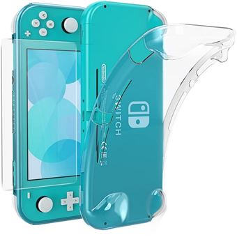 Etui pochette bleu + verre pour Nintendo Switch Lite avec motif pingouin et  coeur personnalisable