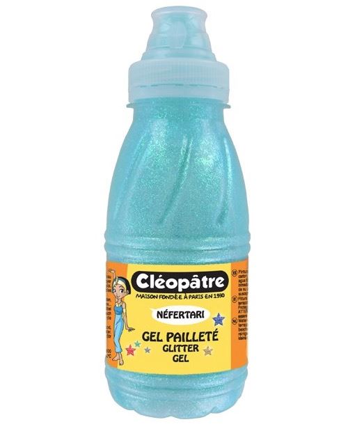 Cléopâtre - Peinture - gel à base d'eau - bleu néon pailleté - 250 ml