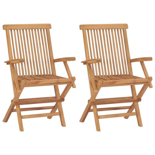 Vidaxl Marron Chaises De Jardin Pliables Lot De 2 Bois De Teck Massif - Image 3