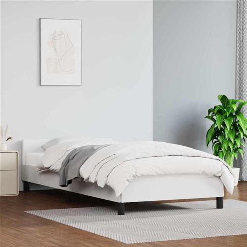 Non Communiqué Blanc Cadre De Lit Avec Tête De Lit Sans Matelas 100X200 Cm