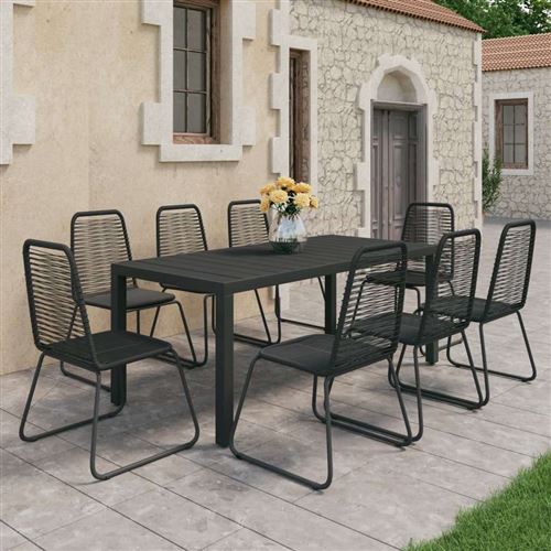 Non Communiqué Noir Salon De Jardin Vidaxl Aluminium 9 Pieces