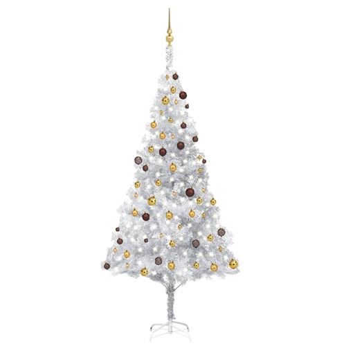 vidaXL Arbre de Noël artificiel avec LED et boules Argenté 240 cm PET