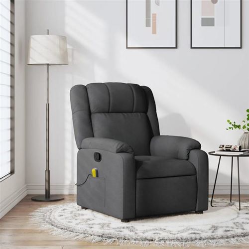 vidaXL Fauteuil de massage, relaxation tissu gris foncé