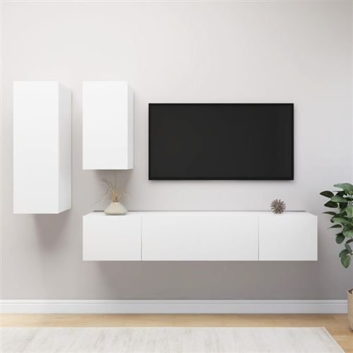 Non Communiqué Blanc Ensemble De Meubles Tv 4 Pcs Bois D Ingénierie
