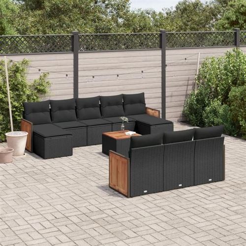 Non Communiqué Noir Salon De Jardin Modulable Vidaxl Resine Tressee 11 Pieces X 59 X 69 10 Personnes