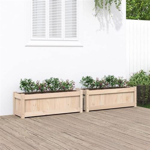 VIDAXL - Jardinière - Lot de 2 - Bois de Pin Massif - Style Rustique - Image 2