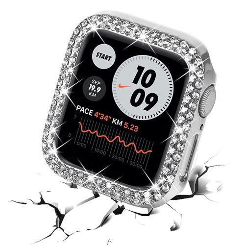 Coque en TPU d cor en strass argent pour votre Apple Watch