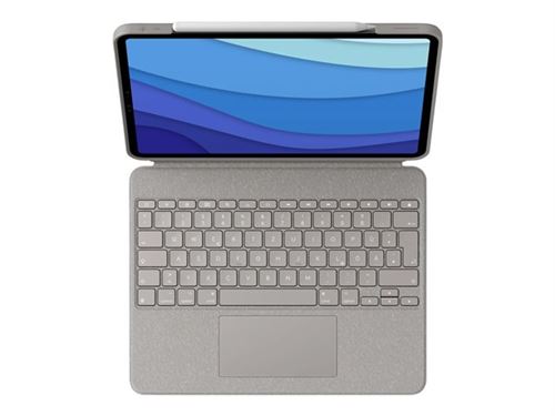 Logitech Combo Touch - Clavier et étui - avec trackpad - rétroéclairé - Apple Smart connector - QWERTZ - Allemand - sable - pour Apple 12.9-inch iPad Pro (5ème génération)