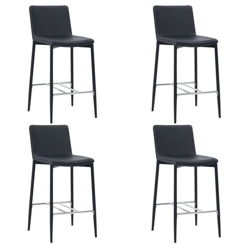 vidaXL Tabourets de bar 4 pcs Noir Similicuir