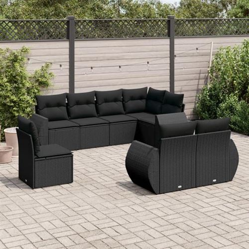 Salon de jardin modulable GENERIQUE 8 personnes 8 pieces noir 62 x 62 x 69 cm resine tressee