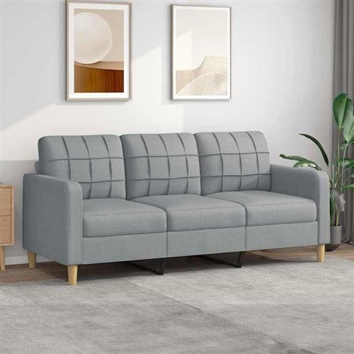 Non Communiqué Gris Vidaxl Canapé À 3 Places Clair 180 Cm Tissu