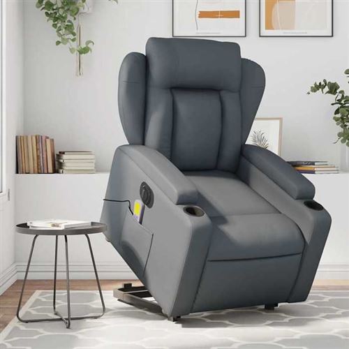 Non Communiqué Gris Vidaxl Fauteuil De Relaxation, Massage, Inclinable Électrique Similicuir