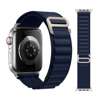 Bracelet en nylon Boucle Alpine couleur Bleu nuit compatible pour iWatch Serie 9 8 7 6 5 4 3 2 1 SE 41mm 40mm 38mm - Visiodirect - - 1