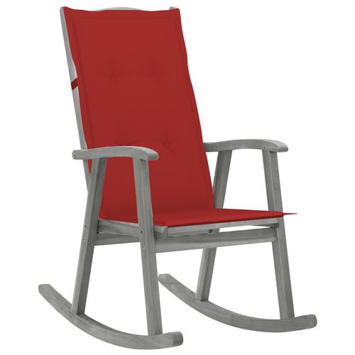 Non Communiqué Gris Vidaxl Chaise À Bascule Avec Coussins Bois D'acacia Massif