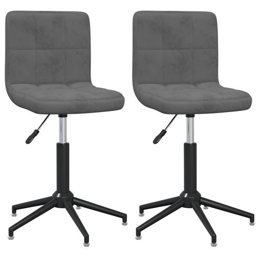 vidaXL Chaises pivotantes à dîner 2 pcs Gris foncé Velours