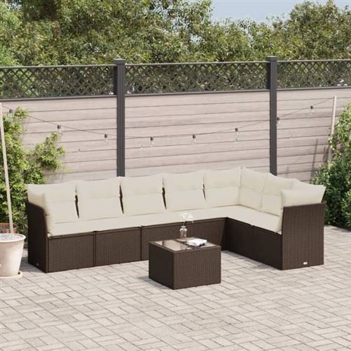 Non Communiqué Marron Salon De Jardin Modulable Vidaxl Resine Tressee 8 Pieces X 289 X 69 7 Personnes