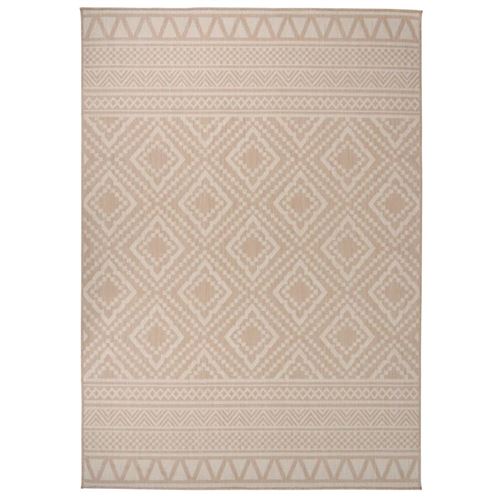 vidaXL Tapis à tissage plat d'extérieur 120x170 cm Rayures brunes