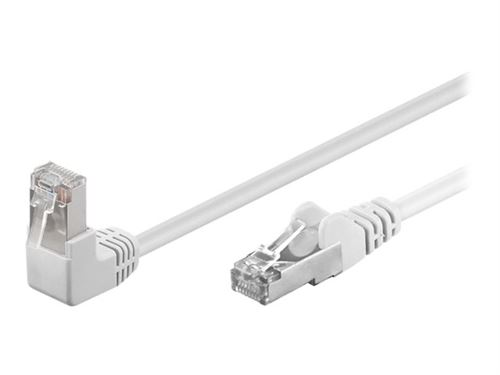goobay - Cordon de raccordement - RJ-45 (M) pour RJ-45 (M) - 25 cm - paire torsadée écrantée (F/UTP) - CAT 5e - connecteur à 90°, moulé, sans crochet - blanc