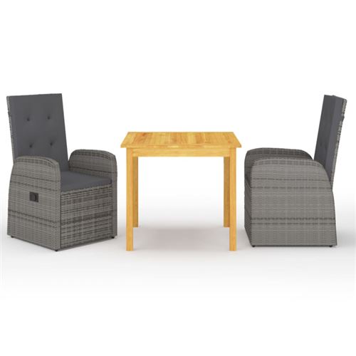 Non Communiqué Gris Vidaxl 3-Delige Tuinset Grijs3067716