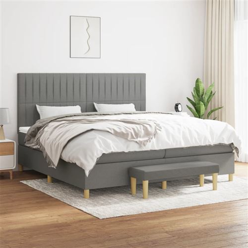 vidaXL Sommier à lattes de lit avec matelas Gris foncé 200x200cm Tissu3137342