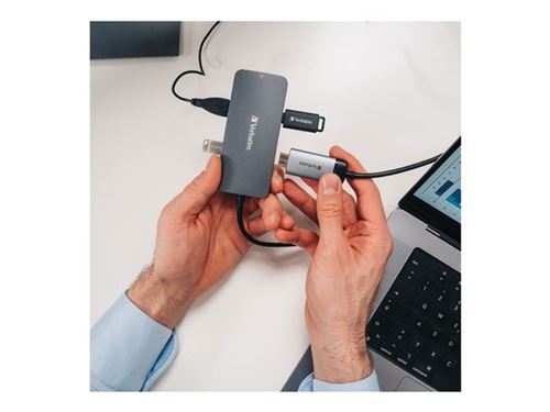 Verbatim CMH 05 - Concentrateur (hub) - 1 x HDMI + 1 x USB-C (alimentation électrique) + 2 x USB-A 3.2 Gen 1 + 1 x Ethernet 1 GigabitEthernet - de bureau
