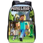 Sac à Dos Minecraft Enfants - Sac D'École Imperméable Dessin Animé Avec Poche Latérale Maille, Idéal Garçons Filles Maternelle