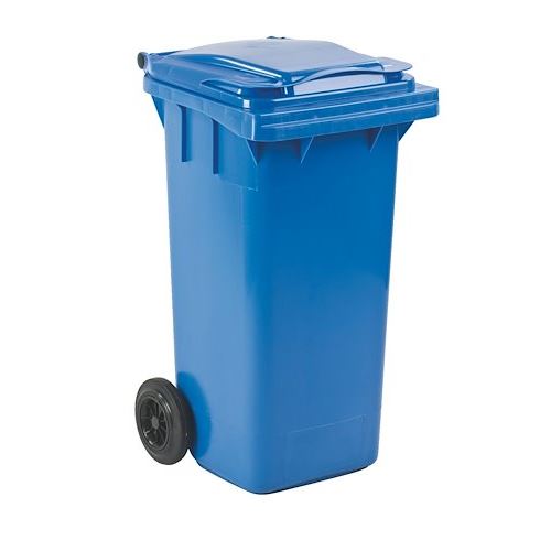 Conteneur à déchets 120 litres tri sélectif 2 roues couleur bleue