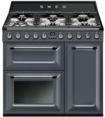 Smeg Victoria TR93GR - Cuisinière (four à deux étages) - pose libre - largeur : 90 cm - profondeur : 65.5 cm - hauteur : 102.7 cm - avec système auto-nettoyant - Gris ardoise