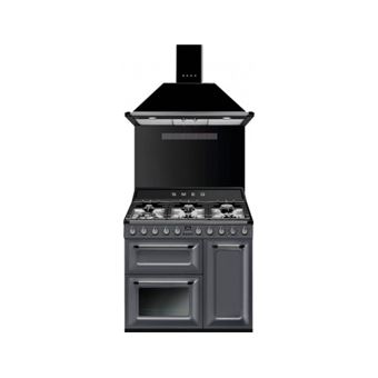 Smeg Victoria TR93GR - Cuisinière (four à deux étages) - pose libre - largeur : 90 cm - profondeur : 65.5 cm - hauteur : 102.7 cm - avec système auto-nettoyant - Gris ardoise