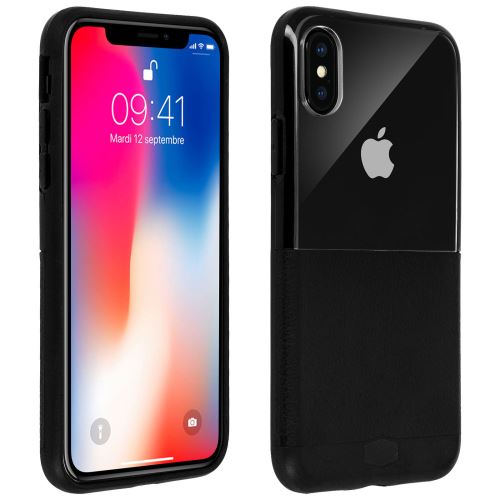 X-Doria Dash - Achterzijde behuizing voor mobiele telefoon - polycarbonaat, namaakleer - zwart - voor Apple iPhone X