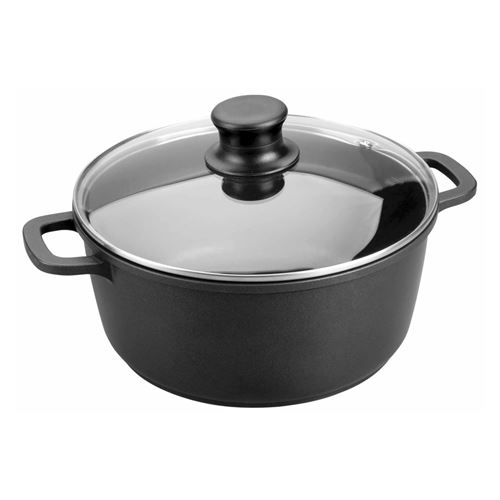 Lacor Noir Faitout 24 Cm Avec Couvercle - Fonte Aluminium