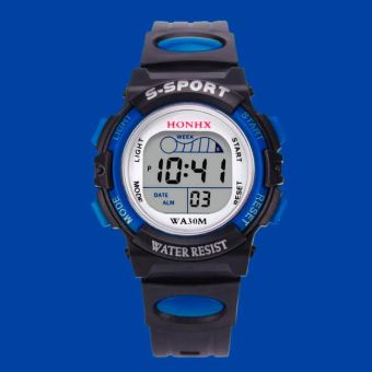 Waterproof enfants garçons LED Montre numérique Enfants Alarm Date Montre cadeau BU - 1