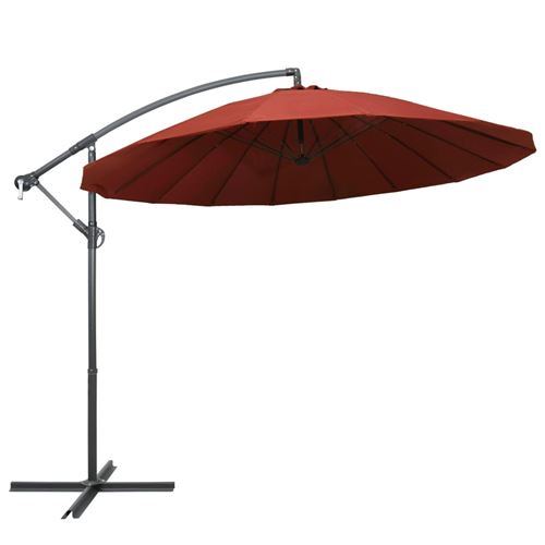 Parasol suspendu 3 m Mât en aluminium - Terre cuite