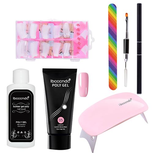 50ML USB Nail Lamp Poly Gel Faux Ongles Liquide Double Extrémité Poussoir À Ongles Ensemble D - Multicolore