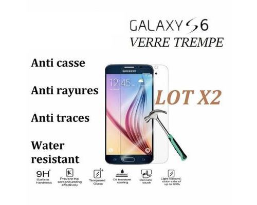2X Verre Trempé Samsung S6 Vitre de Protection Clear Haute Resistance Pack X2